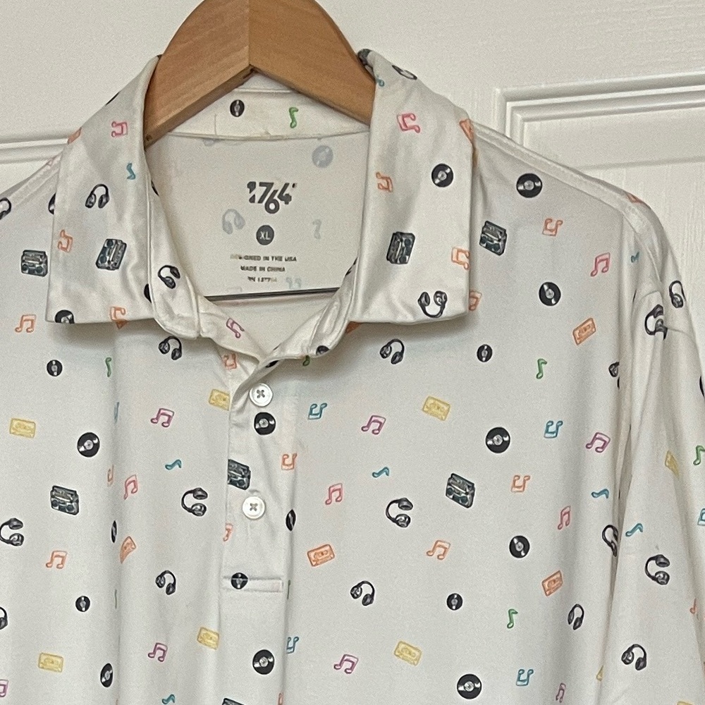 Mens 1764 Golf Shirt Patterned Shirt 1764 Golf Polo Short Sleeves Music